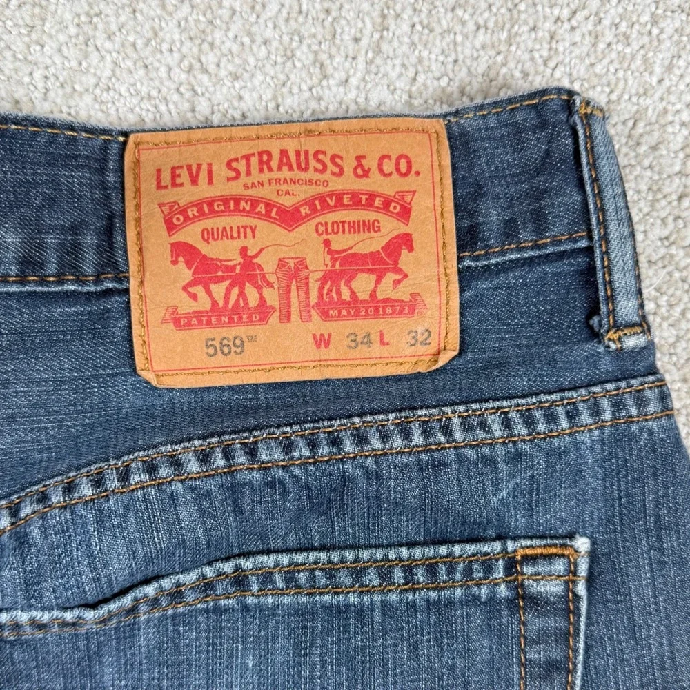 Levi's 569 Mens 34x32 (Actual 34x30) Loose Straight Leg Denim Blue Jeans Baggy
